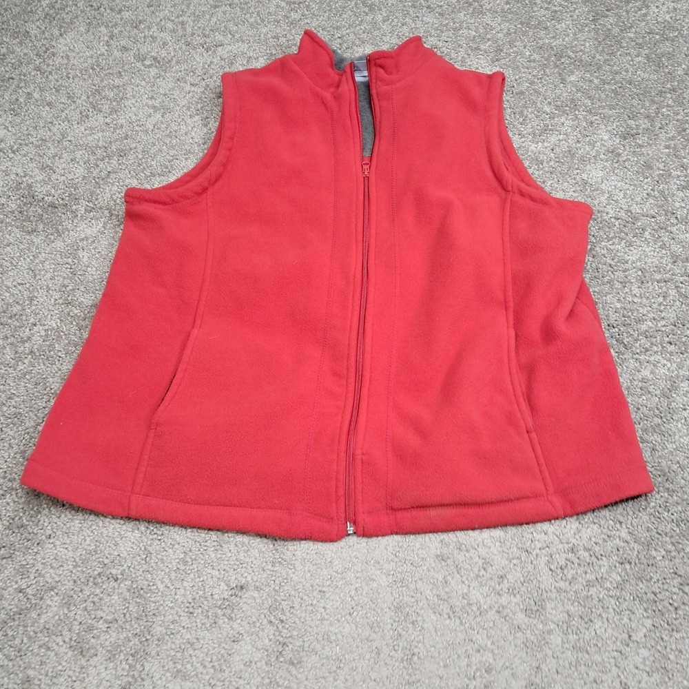 Laura Scott Woman Red Fleece Full Zip Mock Neck Vest Plus Size 1X 8143